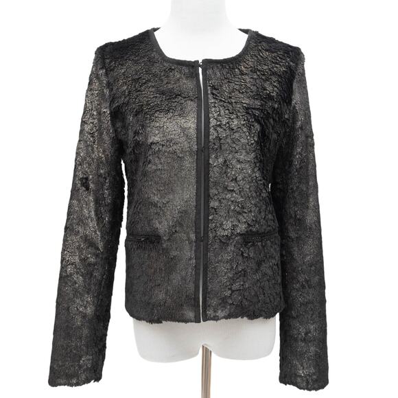 Anthropologie Elevenses Black Metallic Jacket Size Small - Picture 1 of 10